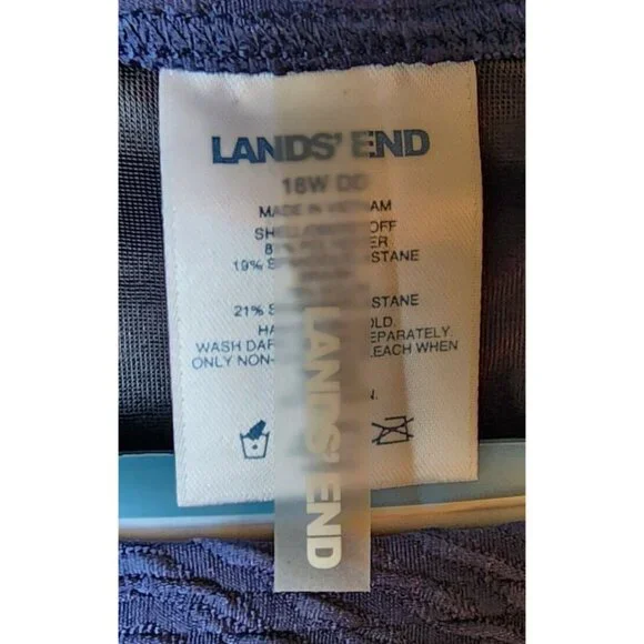 Lands' End Women's High Neck Tankini Swim Top Padded Textured Modest Blue 18W DD - Picture 5 of 11